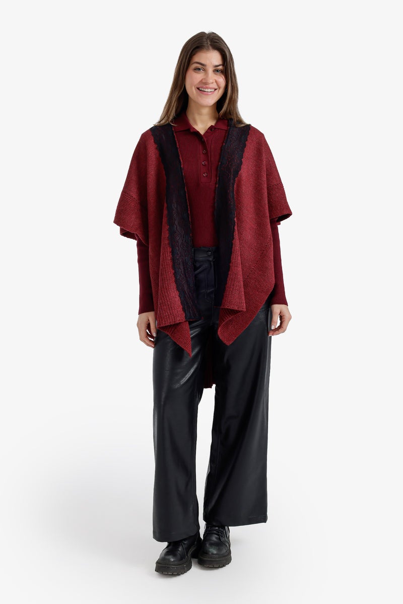 Carina Lace-Trim Asymmetric Poncho - Image 5